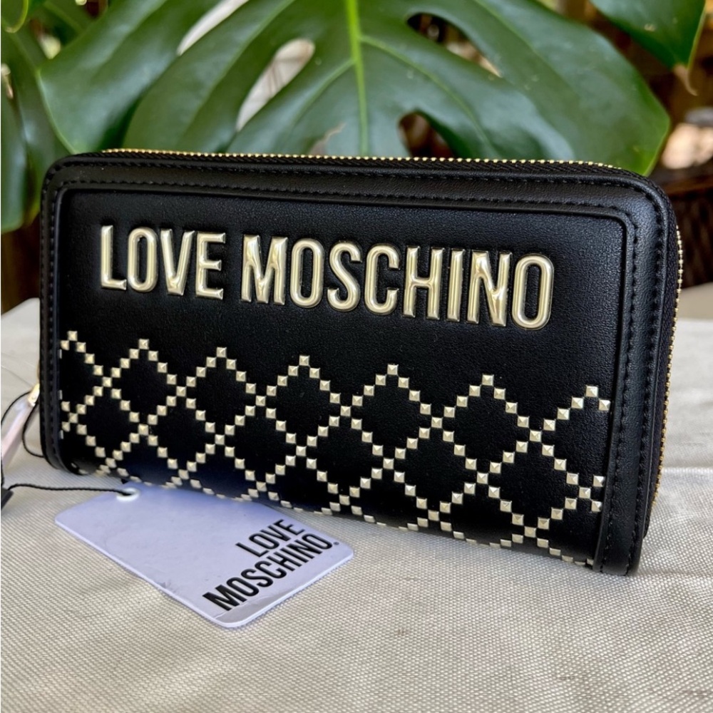 LOVE MOSCHINO Large Continental studded wallet black